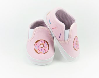 Donut Crib Shoes, Pink Slip On Espadrilles for Babies or Infants