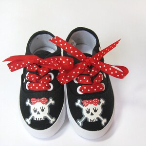 Girl's Pirate Shoes, Hand Painted Black Sneakers for Toddlers image 5