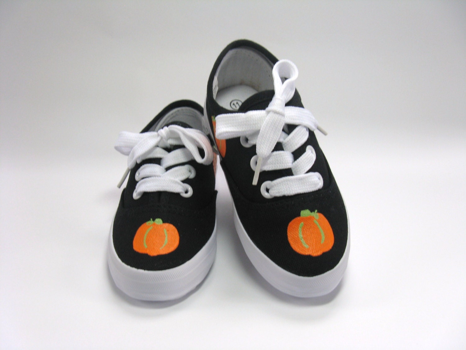 Pumpkin Shoes for Thanksgiving Black Sneakers Hand Painted Etsy