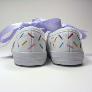 Donut Shoes with Candy Sprinkles Hand Painted on White Sneakers for Baby and Toddler image 9