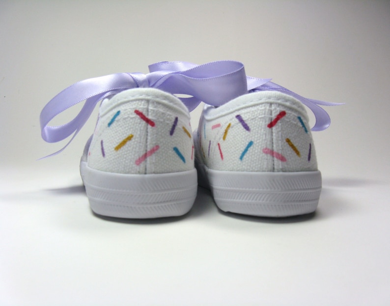 Donut Shoes with Candy Sprinkles Hand Painted on White Sneakers for Baby and Toddler image 9