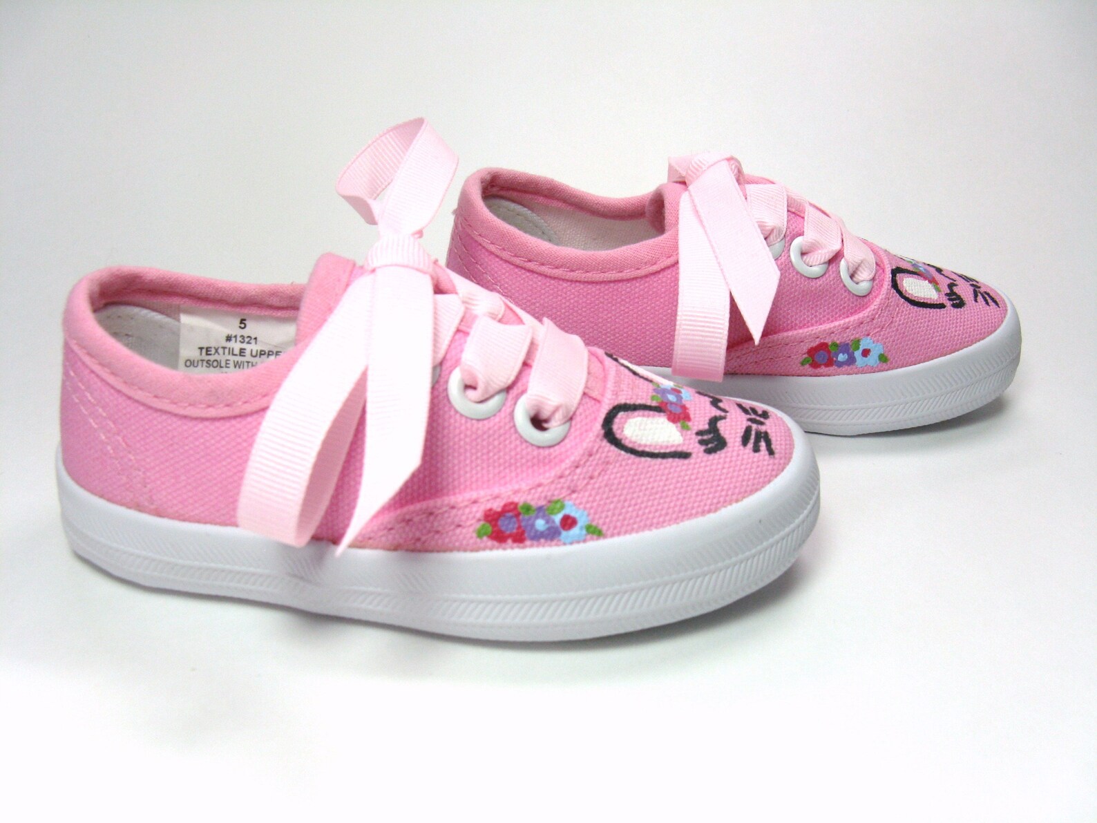 Bunny Rabbit Shoes for Easter Hand Painted Pink Sneakers for - Etsy