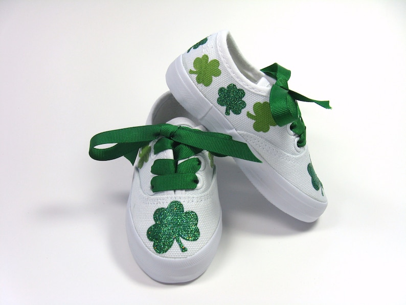 Imperfect and Reduced Price Saint Patrick/'s Day Sneakers Hand Painted for Toddlers Shamrock Shoes