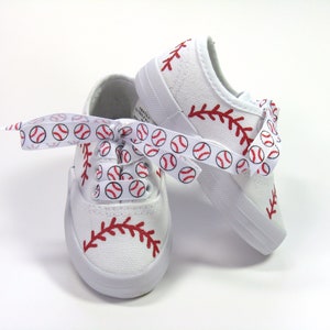 Baseball Shoes, Sports Theme Sneakers Hand Painted For Baby or Toddler image 1