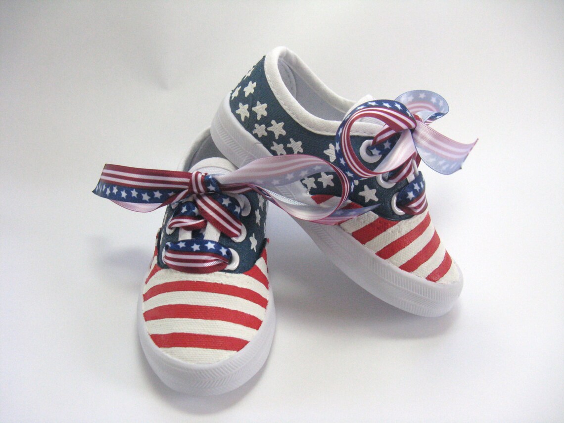 American Flag Shoes Patriotic Fourth of July Sneakers 4th of Etsy
