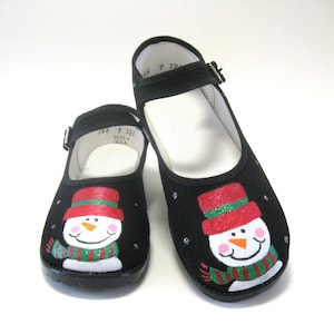 Christmas Snowman Shoes, Hand Painted Size 9 Toddler
