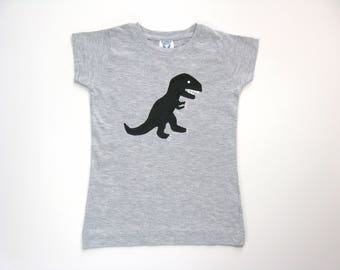 Dinosaur Shirt, Girl's T Rex Hand Painted Toddler Tee or Top