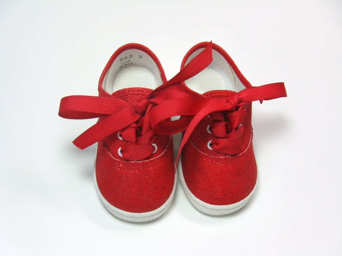 red sparkle baby shoes