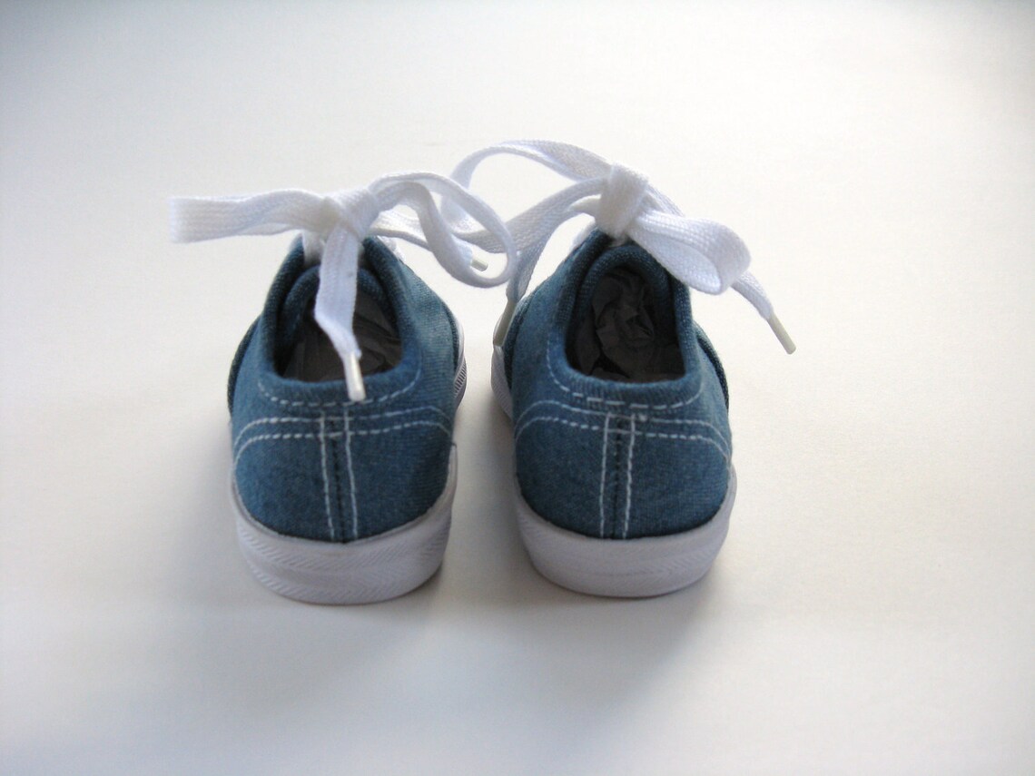 Red Apple Shoes Hand Painted Blue Denim Sneakers for Babies Etsy