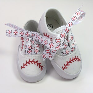 Baseball Shoes, Sports Theme Sneakers Hand Painted For Baby or Toddler image 8