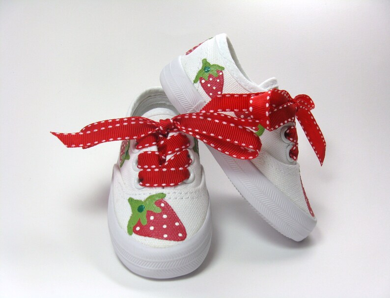Strawberry Shoes Berry Sweet Birthday Sneakers Hand Painted image 6