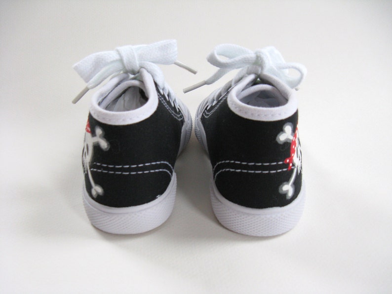 Pirate Shoes, Hand Painted Black Hi Tops for Baby Size 2 image 6
