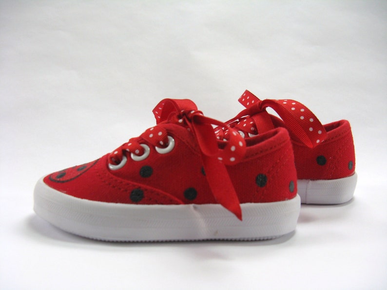 Ladybug Shoes, Red Canvas Sneakers Hand Painted for Babies and Toddlers image 8