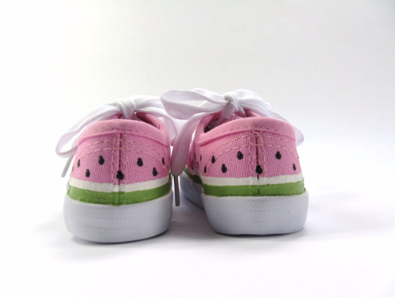 Watermelon Shoes, One in a Melon Pink Sneakers Hand Painted for Baby and Toddlers image 8