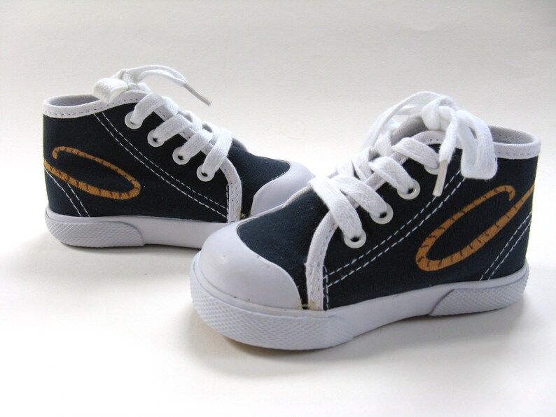 Cowboy Shoes Western Theme Navy Blue Hi Top Sneakers Hand image 3