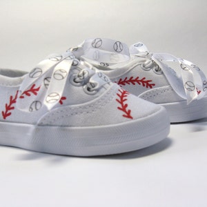 Baseball Shoes, Sports Theme Sneakers Hand Painted For Baby or Toddler image 7