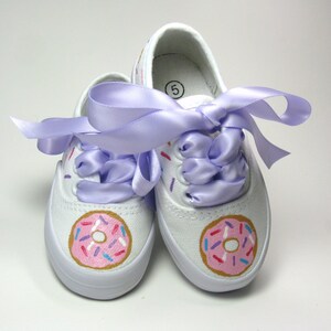 Donut Shoes with Candy Sprinkles Hand Painted on White Sneakers for Baby and Toddler image 5