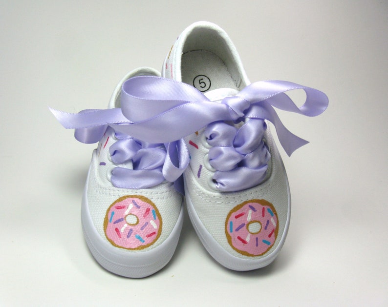 Donut Shoes with Candy Sprinkles Hand Painted on White Sneakers for Baby and Toddler image 5