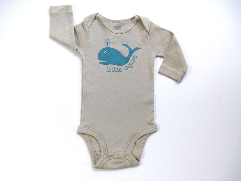 Whale Bodysuit with Little Squirt Ahoy It's a Boy image 0
