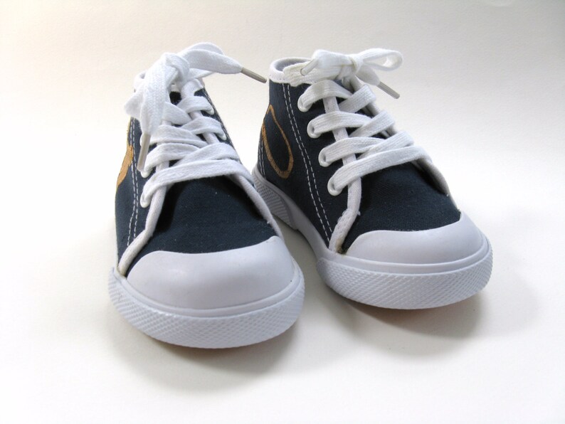 Cowboy Shoes Western Theme Navy Blue Hi Top Sneakers Hand image 4