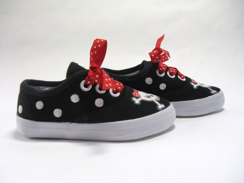 Girl's Pirate Shoes, Hand Painted Black Sneakers for Toddlers image 9