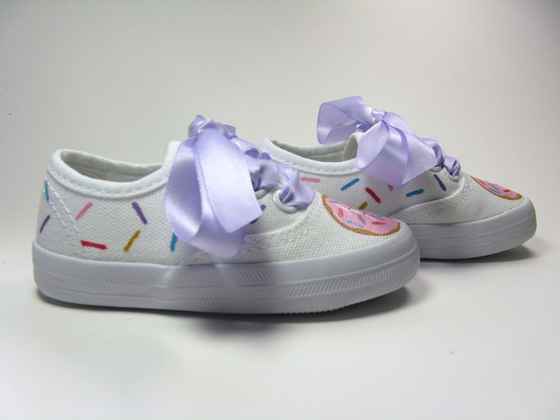 Donut Shoes with Candy Sprinkles Hand Painted on White Sneakers for Baby and Toddler image 7