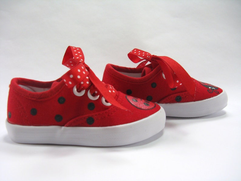 Ladybug Shoes, Red Canvas Sneakers Hand Painted for Babies and Toddlers image 7