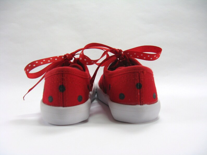 Ladybug Shoes, Red Canvas Sneakers Hand Painted for Babies and Toddlers image 6