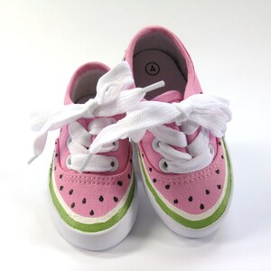 Watermelon Shoes, One in a Melon Pink Sneakers Hand Painted for Baby and Toddlers image 9