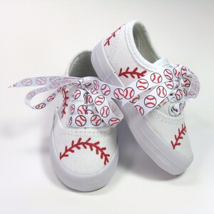 Baseball Shoes, Sports Theme Sneakers Hand Painted For Baby or Toddler image 9