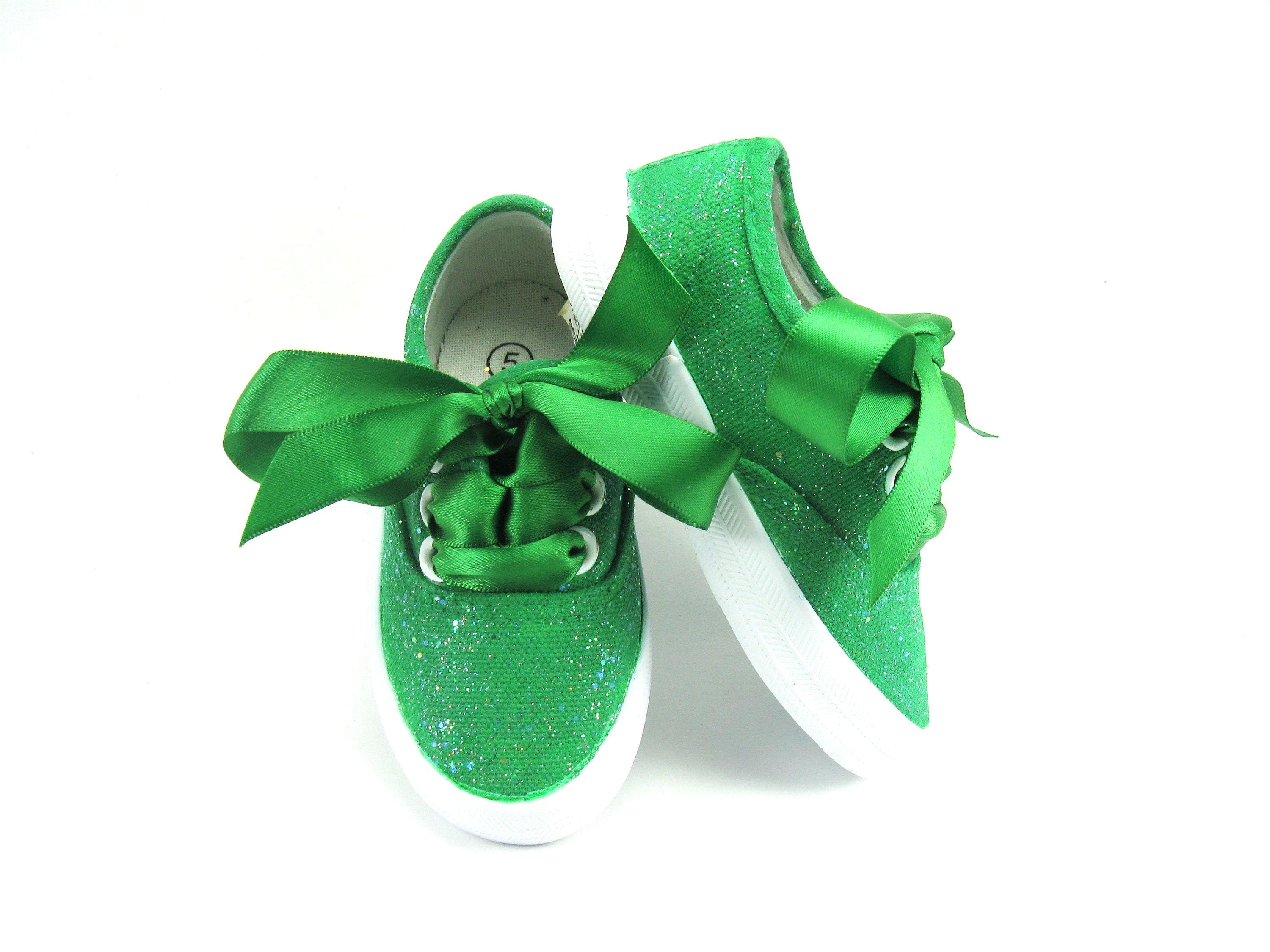 Green Glitter Shoes Sparkled Sneakers Hand Painted for Babies and Toddlers Etsy