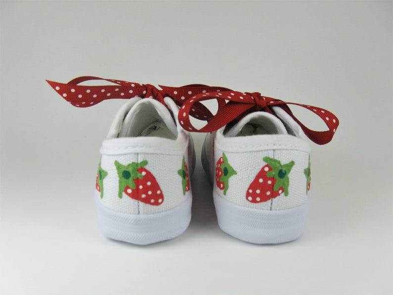 Strawberry Shoes, Berry Sweet Birthday Sneakers Hand Painted For Baby or Toddler image 9