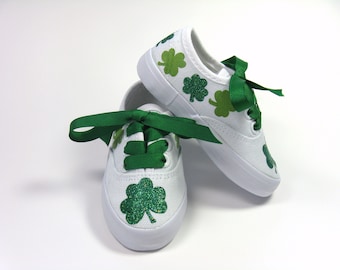 Shamrock Shoes, St. Patrick's Day Sneakers Hand Painted for Baby or Toddlers