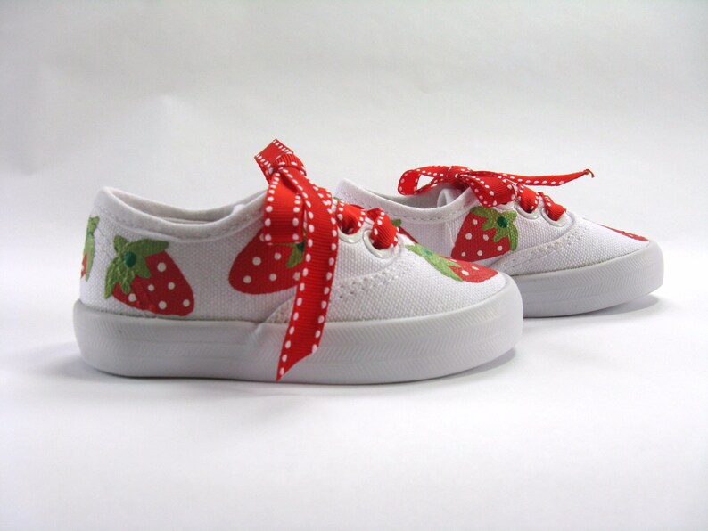 Strawberry Shoes Berry Sweet Birthday Sneakers Hand Painted image 2