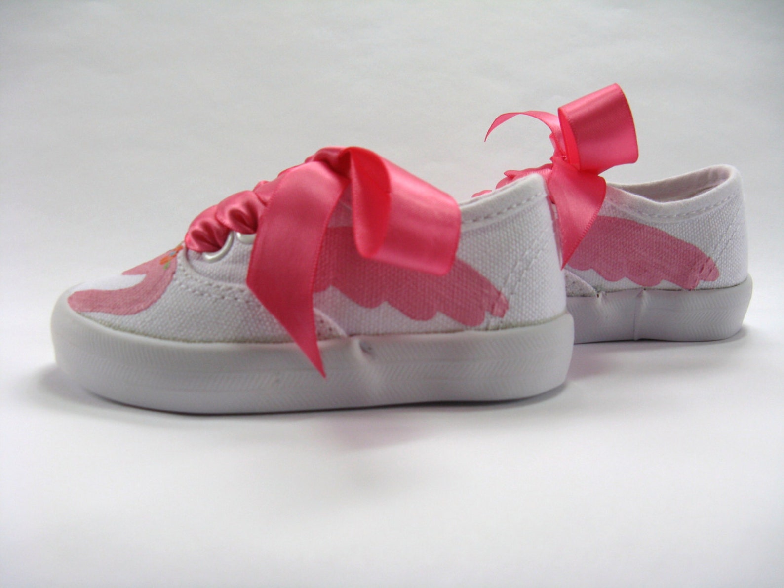 Pink Flamingo Shoes Hand Painted White Sneakers for Toddler Etsy