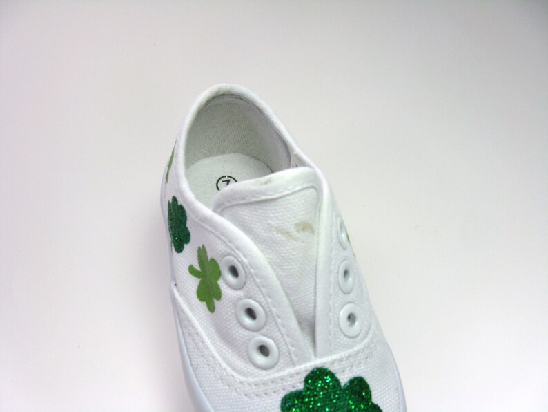 Imperfect and Reduced Price Saint Patrick/'s Day Sneakers Hand Painted for Toddlers Shamrock Shoes