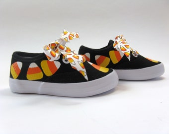 Candy Corn Halloween Shoes Black Sneakers Hand Painted for Baby and Toddlers Schoenen Meisjesschoenen Sneakers & Sportschoenen 