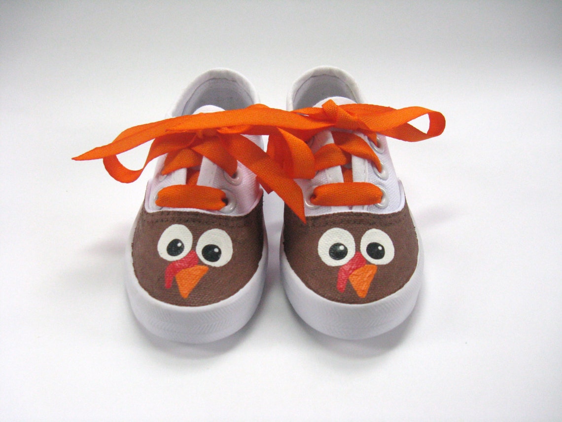 Turkey Shoes or Thanksgiving Sneakers Hand Painted for Baby or | Etsy