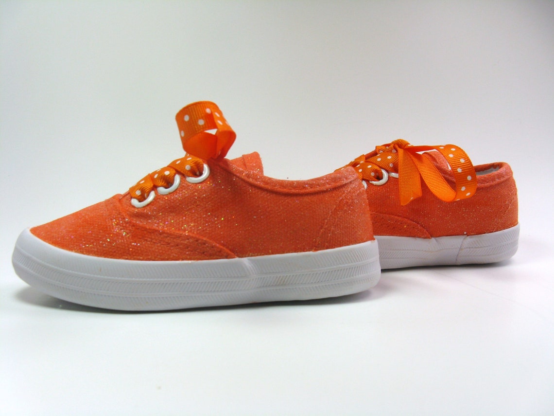 Orange Glitter Shoes Sparkled Sneakers Hand Painted for Etsy