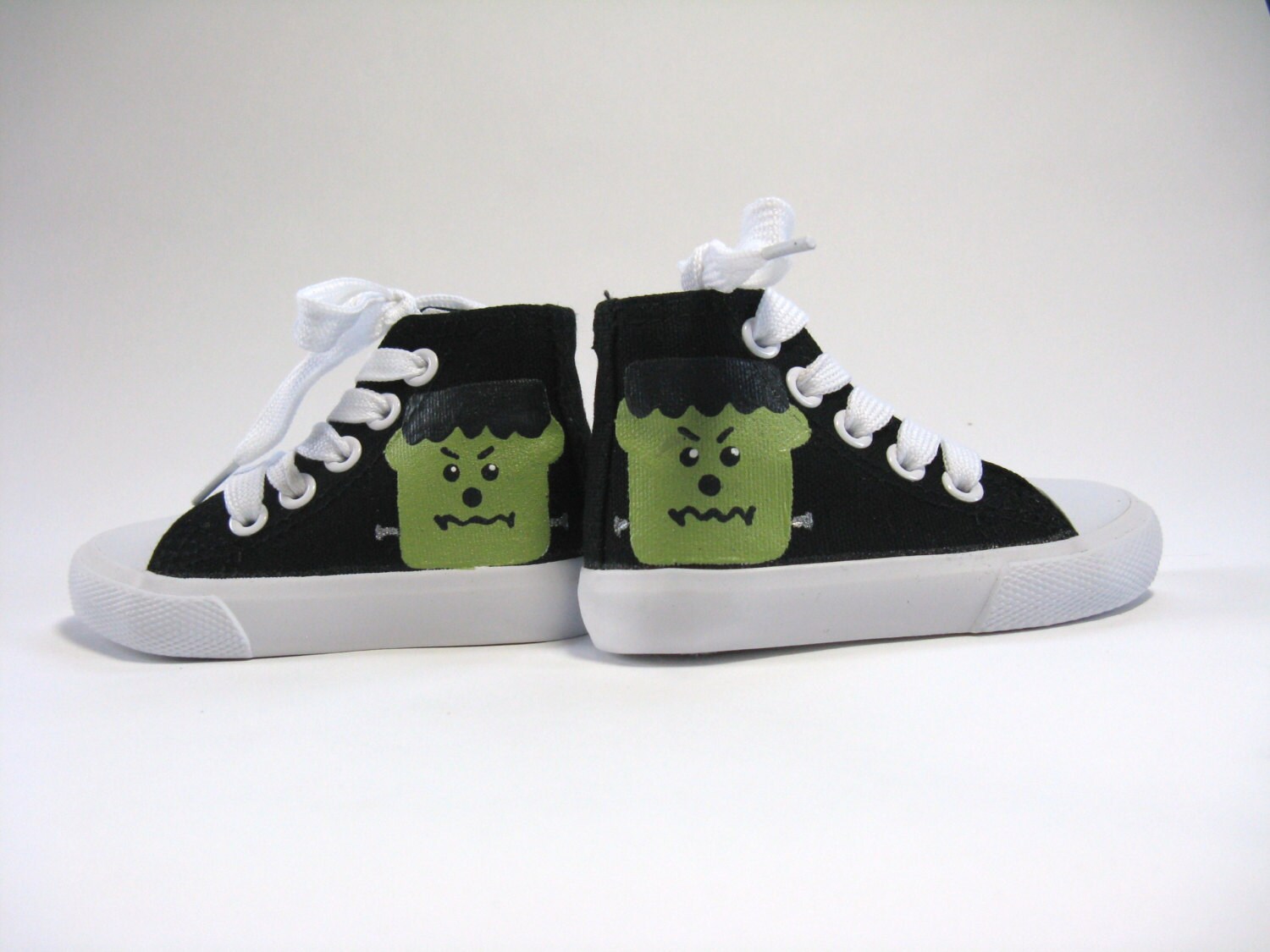 Frankenstein Shoes Halloween Black Hi Top Monster Sneakers Etsy
