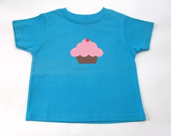 Cupcake T Shirt, Birthday Top Hand Painted for Toddlers Age Two