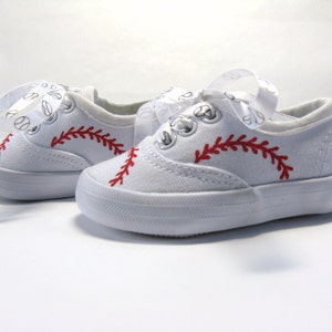 Baseball Shoes, Sports Theme Sneakers Hand Painted For Baby or Toddler image 5