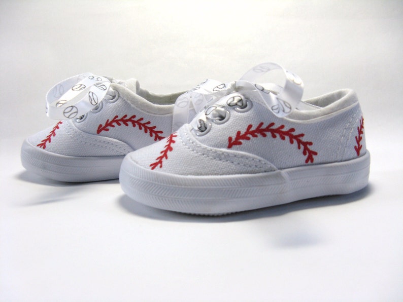 Baseball Shoes Sports Theme Birthday Party White Sneakers Etsy