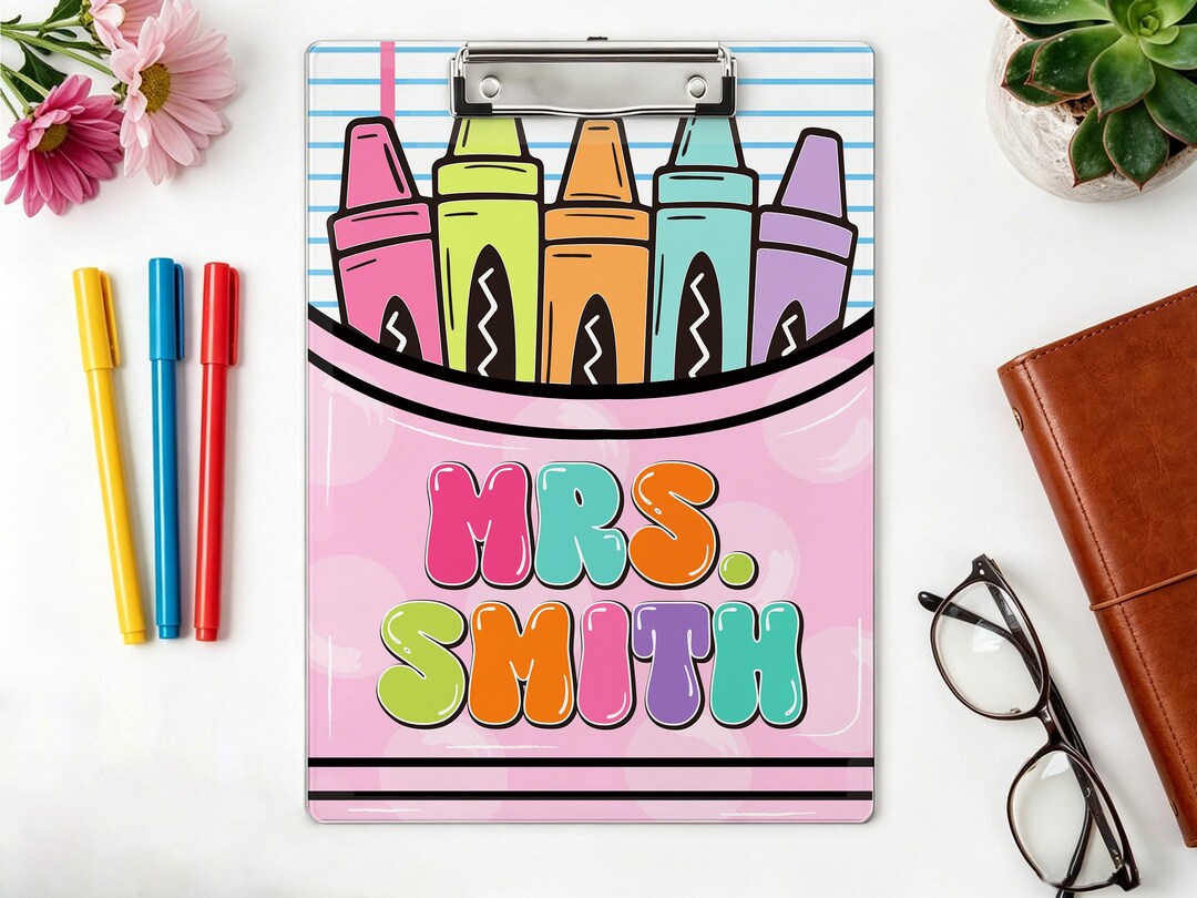 Custom Name Pencil Teacher Acrylic Paper Clipboard Gift, Personalized ...