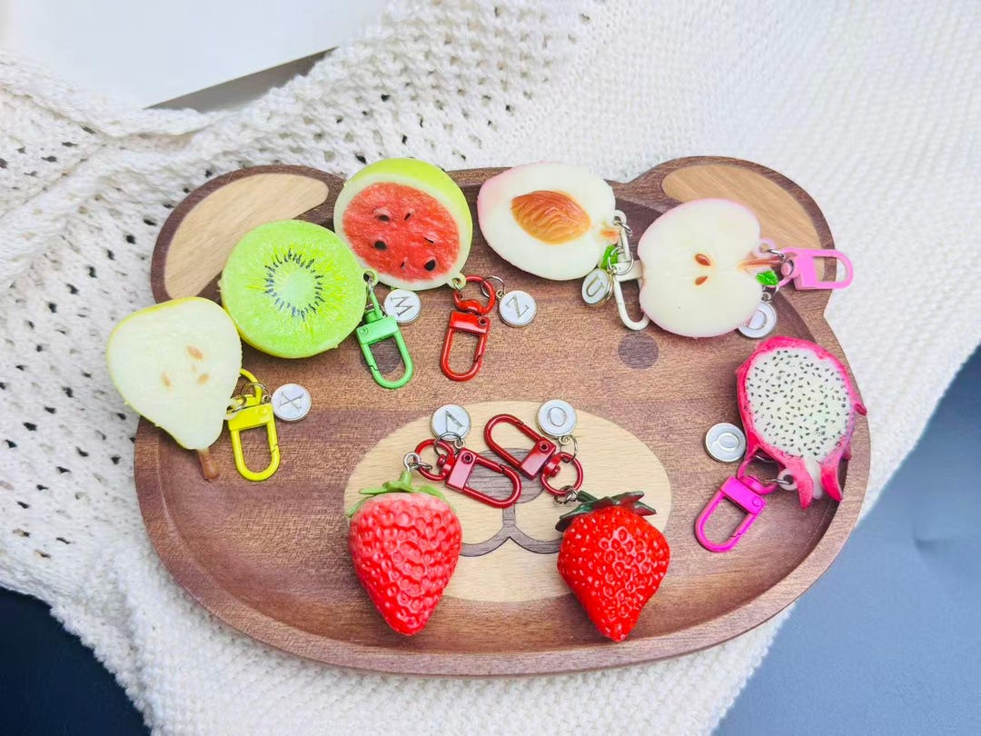 Fruit Keychain for Bag Charm Gift for Her, Kawaii Pitaya/strawberry ...