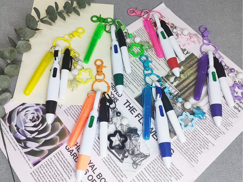 Pen Topper Keychain 6 Color of Handmade Signature Pen Keychain Set, Fountain Pen Keychain ...