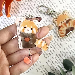 Red Panda Keyring Bag Decor Key Holders Purse Charm, Cute Red Panda Acrylic Pendant Gift, Kawaii Animal Keychain Charm for Anniversary Gifts