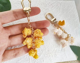 2 Styles Handmade Popcorn Keychain Gift, Exquisite Popcorn Keychain Accessory Decoration, Food Keychain Gift for Her, Funny Popcorn Keychain
