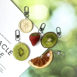 Fruit Keychain for Bag Charm Gift for Her, Kawaii Lemon/strawberry/kiwi ...