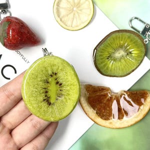 Fruit Keychain for Bag Charm Gift for Her, Kawaii Lemon/Strawberry/Kiwi/Orange Pendant Keychain Bag Decor, Handmade Fruit Keychain Gift Idea